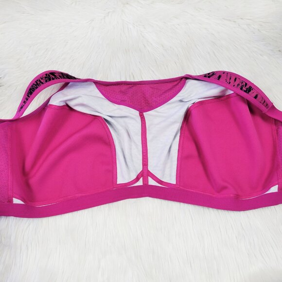 NWOT Glamorise Sport Sports Bra Pink Black Size 48H Plus - Picture 9 of 11